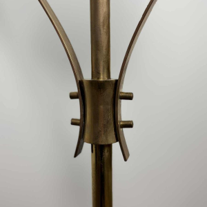 Lampadaire Mid-century, verre de Murano opalin & laiton, style Angelo Lelii pour Arredoluce, Italie ca 1950