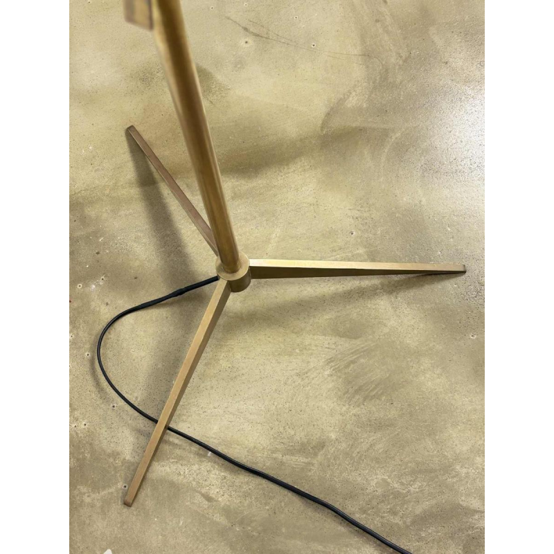 Lampadaire Mid-century, verre de Murano opalin & laiton, style Angelo Lelii pour Arredoluce, Italie ca 1950