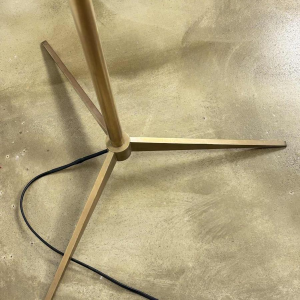 Mid-century floor lamp, opaline Murano glass & brass, style of Angelo Lelii for Arredoluce, Italy ca 1950