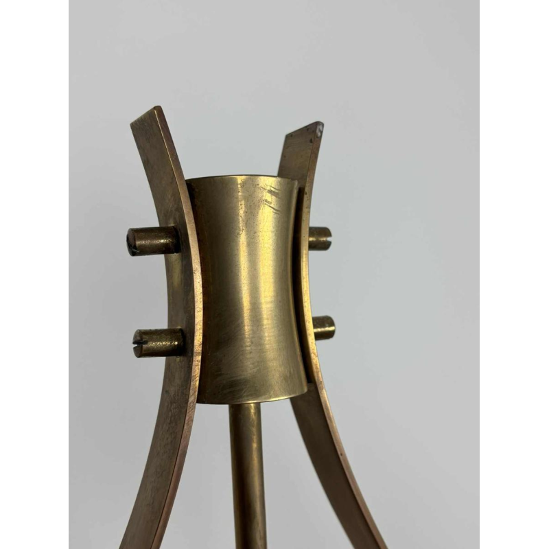 Mid-eeuwse vloerlamp, opaline Murano glas & messing, stijl of Angelo Lelii voor Arredoluce, Italië ca 1950