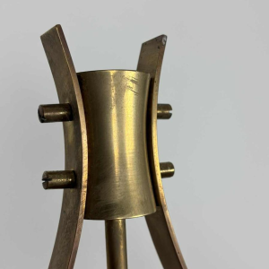 Mid-century floor lamp, opaline Murano glass & brass, style of Angelo Lelii for Arredoluce, Italy ca 1950