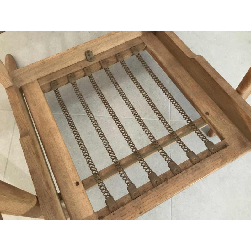 HANS WEGNER - Fauteuil GE 290 édité par GETAMA, chêne massif et tissus vert kaki, ca 1960