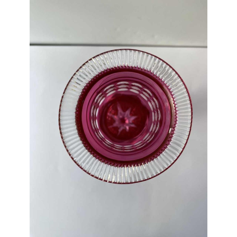 Val-Saint-Lambert, vase "Fragnée" rose en cristal taillé Art Déco, 1926