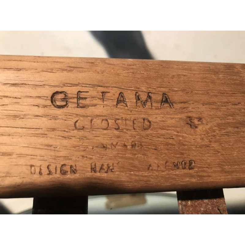 HANS WEGNER - Fauteuil GE 290 édité par GETAMA, chêne massif et tissus vert kaki, ca 1960