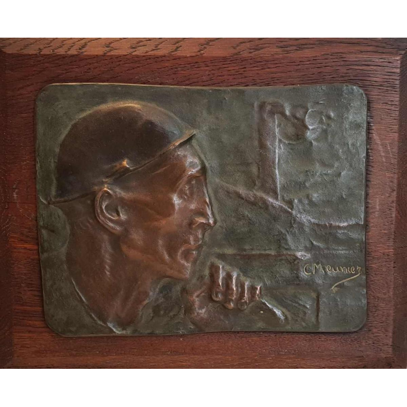 Bronze bas-relief "THE MINER" (1904) by CONSTANTIN MEUNIER (1831-1905):