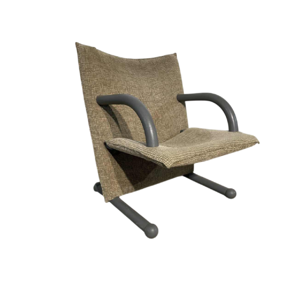 Burkhard Vogtherr pour ARFLEX, fauteuil “T-Line“ acier laqué & tissus structuré, ca 1980