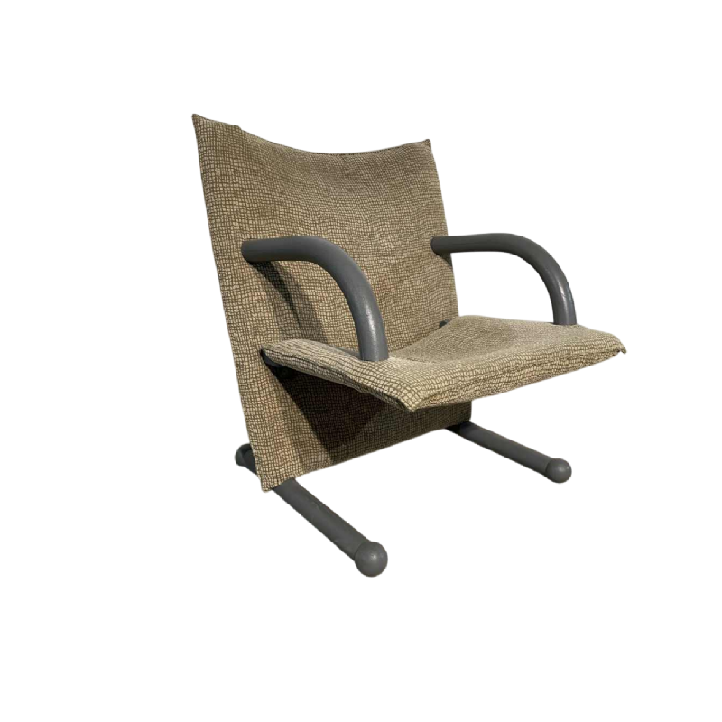Burkhard Vogtherr voor ARFLEX, fauteuil “T-Line” gelakt staal & gestructureerde stoffen, ca. 1980