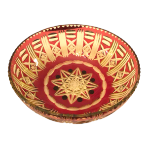 Val-Saint-Lambert, coupe urane doublée rouge, taillée, 1930