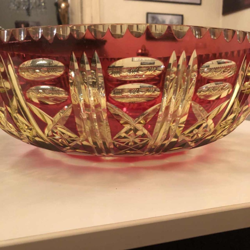 Val-Saint-Lambert, red lined urethane cup, cut, 1930