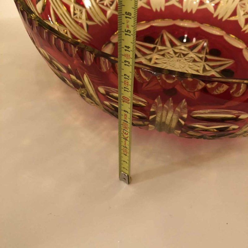 Val-Saint-Lambert, rood gelijnde urethaan kom, gesneden, 1930