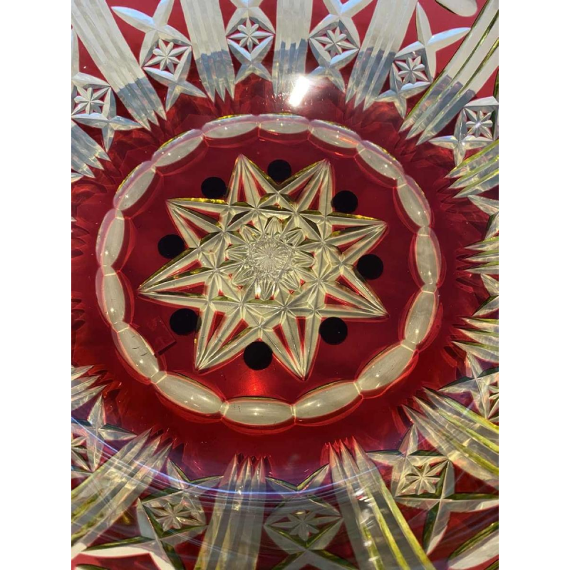 Val-Saint-Lambert, coupe urane doublée rouge, taillée, 1930