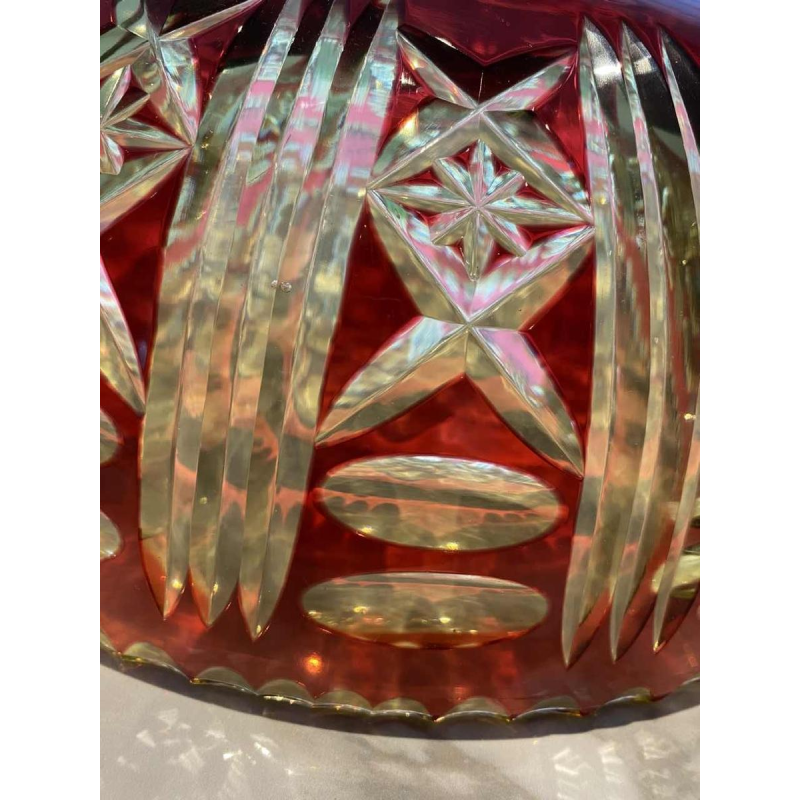 Val-Saint-Lambert, red lined urethane cup, cut, 1930