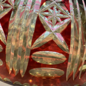 Val-Saint-Lambert, red lined urethane cup, cut, 1930