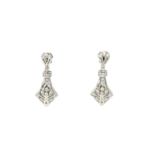 Pair of Art Deco earrings in white gold & diamonds