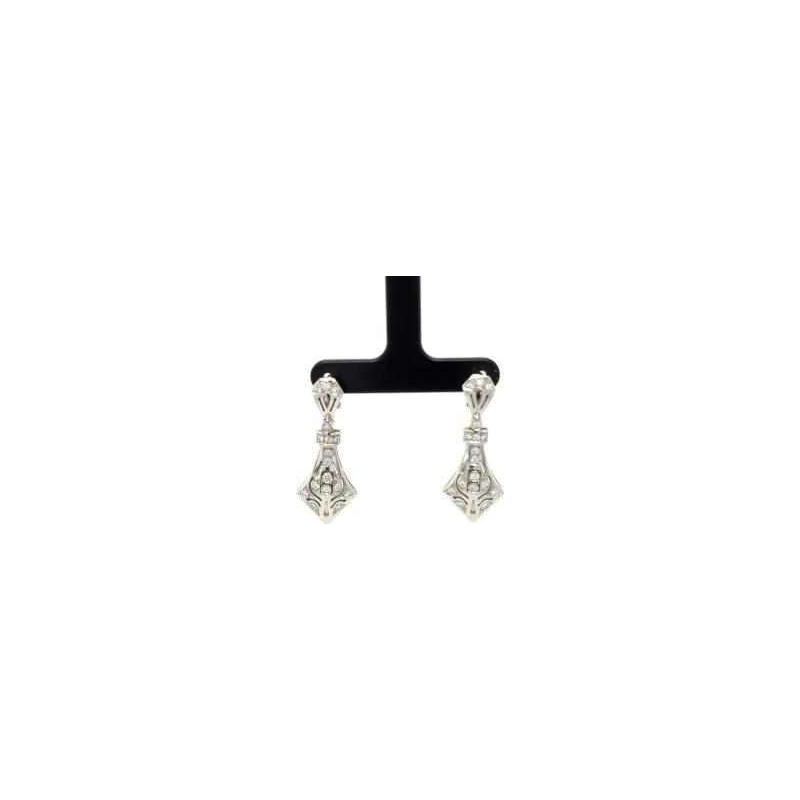 Pair of Art Deco earrings in white gold & diamonds