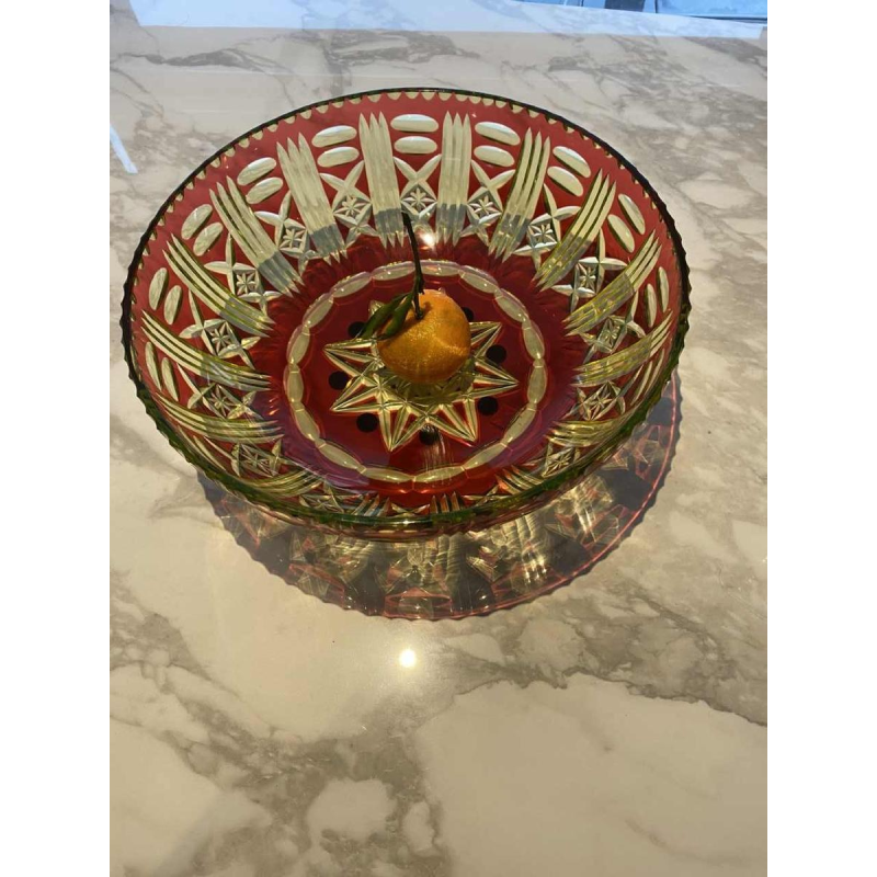 Val-Saint-Lambert, rood gelijnde urethaan kom, gesneden, 1930