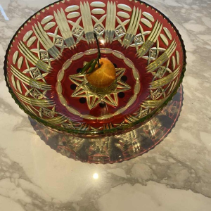 Val-Saint-Lambert, coupe urane doublée rouge, taillée, 1930