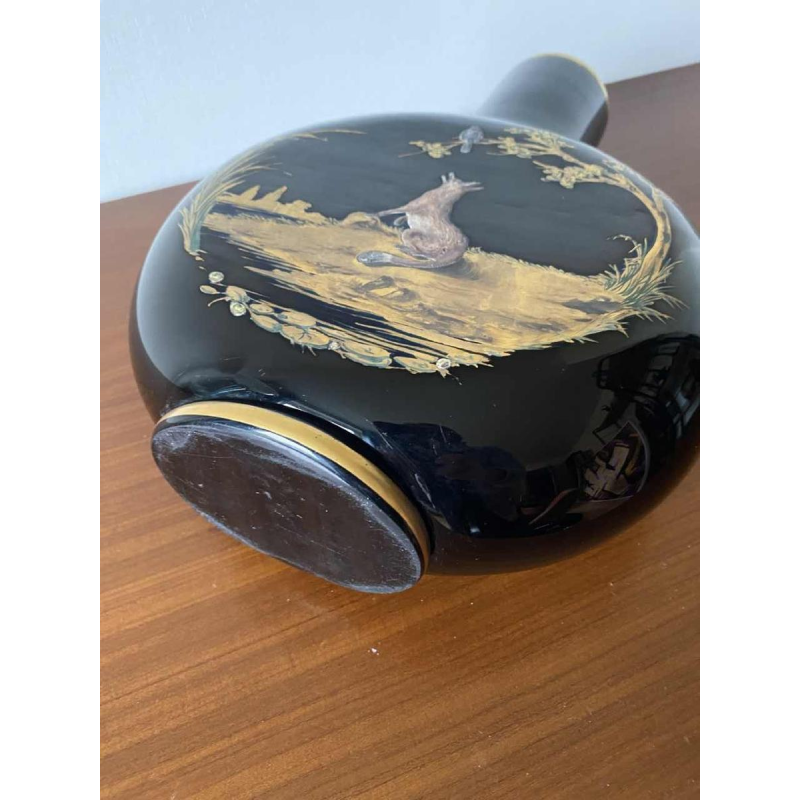 Cristallerie du Val-St-Lambert “De vos en de kraai” hyaliet vaas, ca 1880