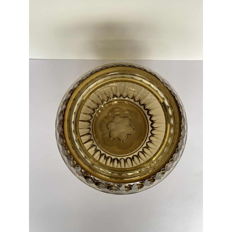 Val-Saint-Lambert, Art Deco ball vase, topaz cut crystal, Liège Exhibition model 1930