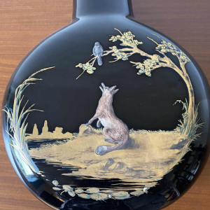 Cristallerie du Val-St-Lambert ‘The fox and the crow’ hyalite vase, ca 1880