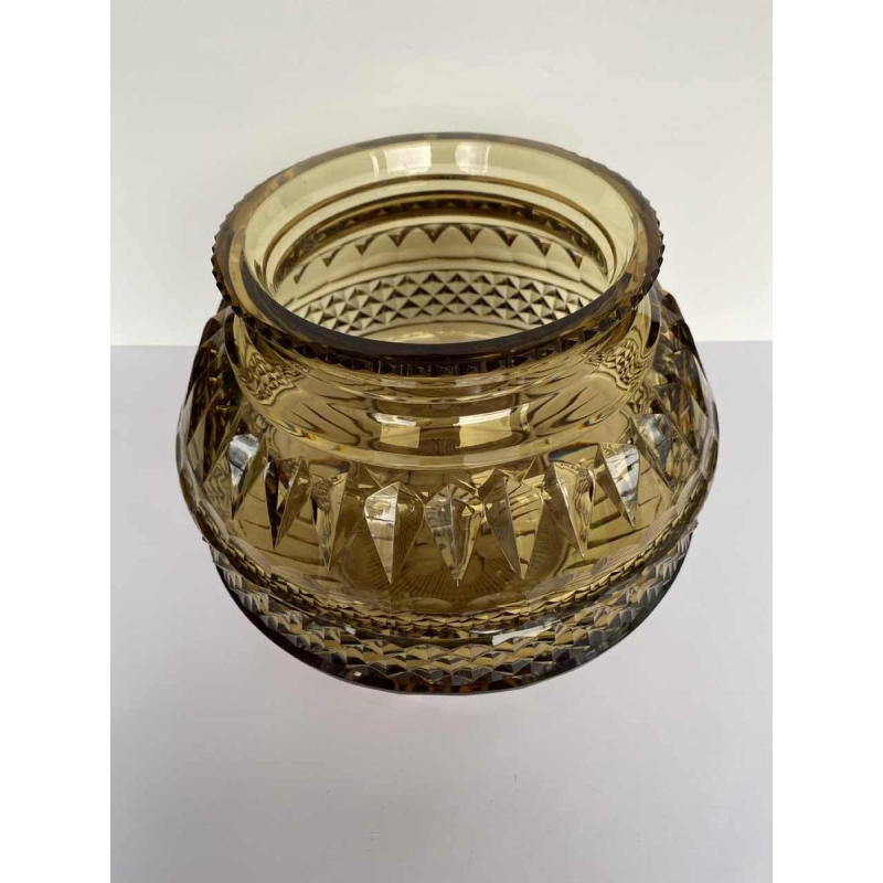 Val-Saint-Lambert, Art Deco bolvaas, topaas geslepen kristal, Luik Tentoonstellingsmodel 1930