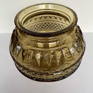 Val-Saint-Lambert, Art Deco ball vase, topaz cut crystal, Liège Exhibition model 1930