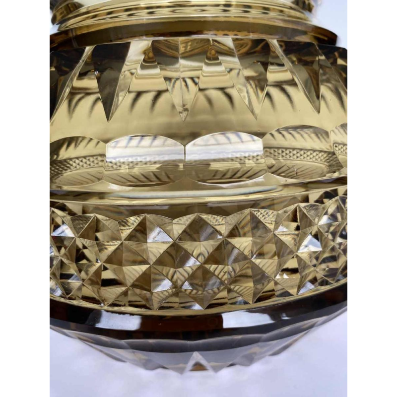 Val-Saint-Lambert, Art Deco bolvaas, topaas geslepen kristal, Luik Tentoonstellingsmodel 1930