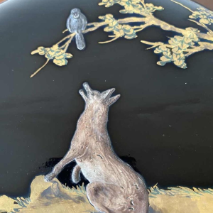 Cristallerie du Val-St-Lambert ‘The fox and the crow’ hyalite vase, ca 1880