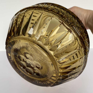 Val-Saint-Lambert, Art Deco bolvaas, topaas geslepen kristal, Luik Tentoonstellingsmodel 1930