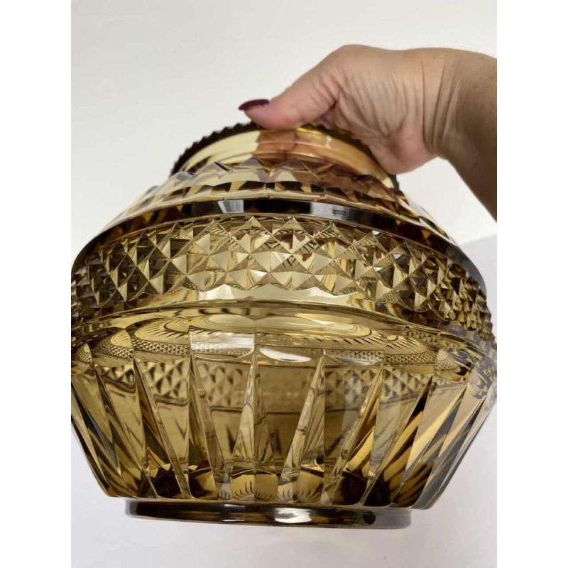 Val-Saint-Lambert, Art Deco bolvaas, topaas geslepen kristal, Luik Tentoonstellingsmodel 1930