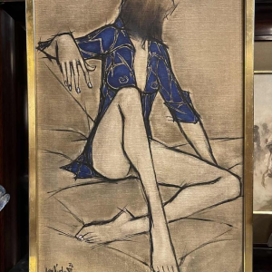 Francis Verlinden, schilderij "blauwe vrouw", olieverf op doek gedateerd 1977