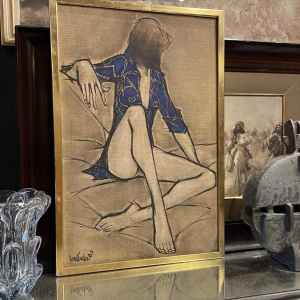 Francis Verlinden, tableau " femme bleue ", huile sur toile date´e de 1977