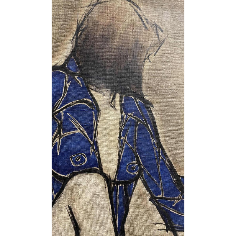 Francis Verlinden, tableau " femme bleue ", huile sur toile date´e de 1977
