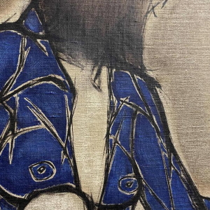 Francis Verlinden, schilderij "blauwe vrouw", olieverf op doek gedateerd 1977