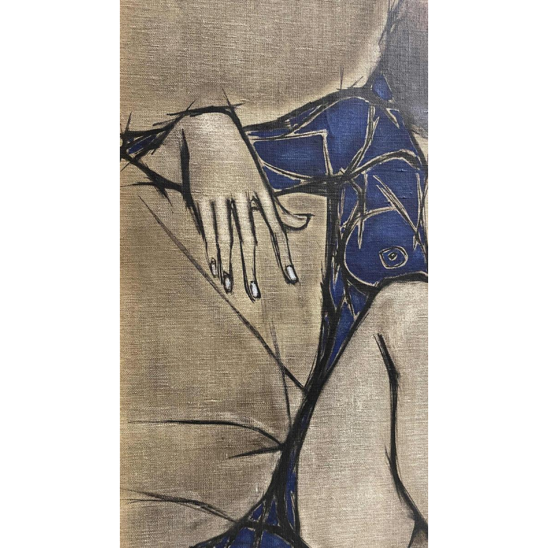 Francis Verlinden, painting "blue woman", oil on canvas dated 1977