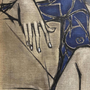 Francis Verlinden, painting "blue woman", oil on canvas dated 1977