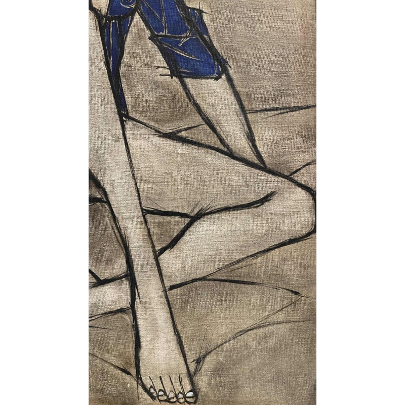 Francis Verlinden, painting "blue woman", oil on canvas dated 1977