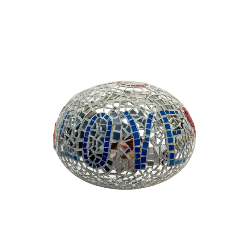 Cla Râ Rose ‘Love’ pebble sculpture made of earthenware tiles and mirror, 21st century