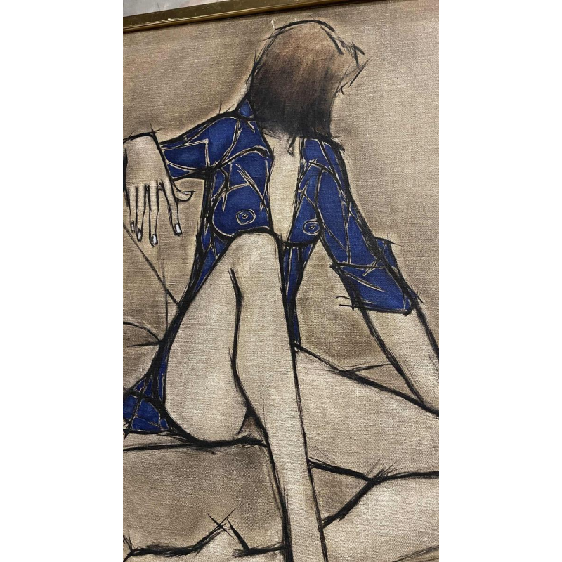 Francis Verlinden, painting "blue woman", oil on canvas dated 1977