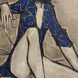 Francis Verlinden, painting "blue woman", oil on canvas dated 1977