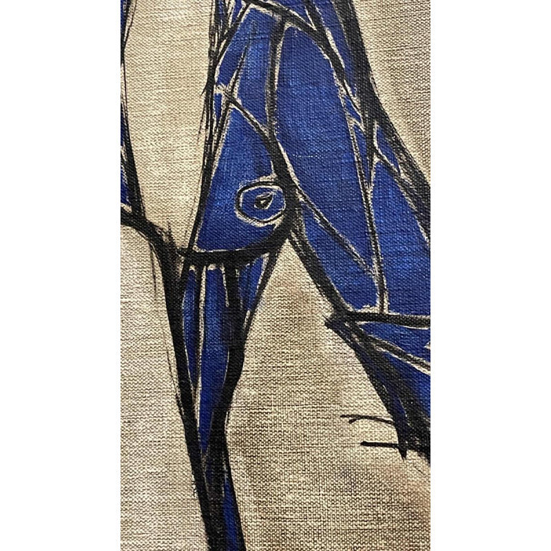 Francis Verlinden, schilderij "blauwe vrouw", olieverf op doek gedateerd 1977