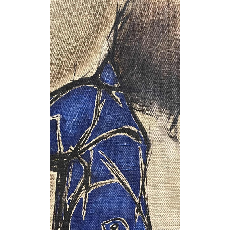 Francis Verlinden, schilderij "blauwe vrouw", olieverf op doek gedateerd 1977