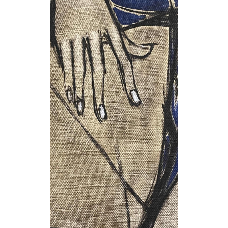 Francis Verlinden, painting "blue woman", oil on canvas dated 1977