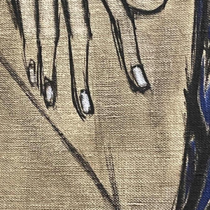 Francis Verlinden, painting "blue woman", oil on canvas dated 1977