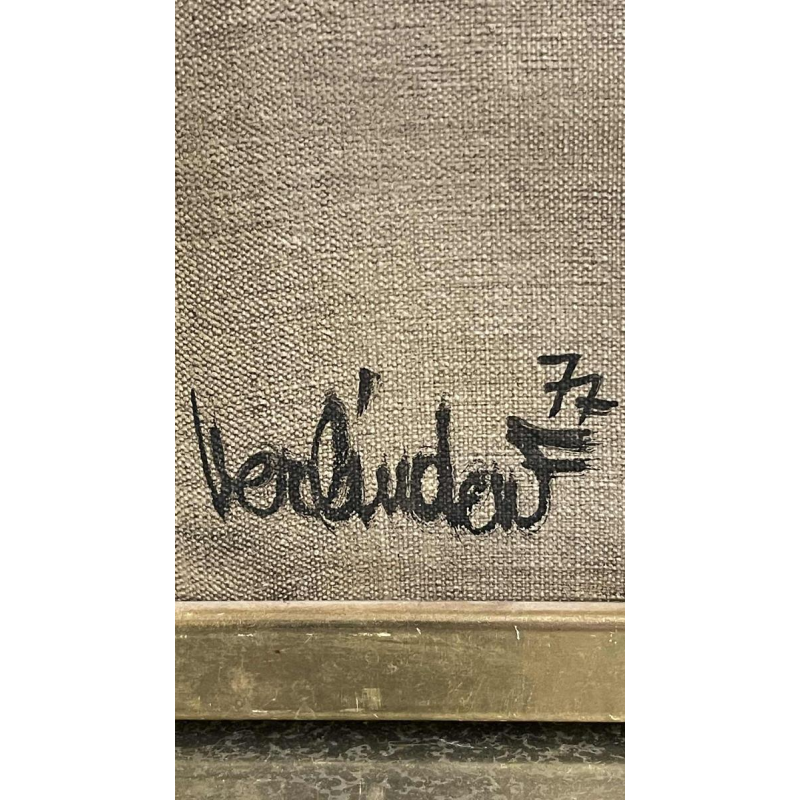 Francis Verlinden, schilderij "blauwe vrouw", olieverf op doek gedateerd 1977