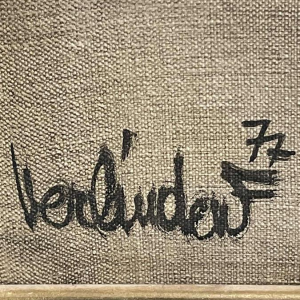 Francis Verlinden, painting "blue woman", oil on canvas dated 1977