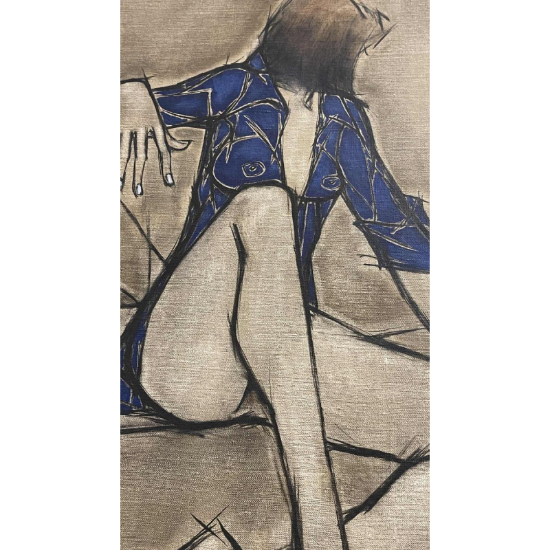 Francis Verlinden, tableau " femme bleue ", huile sur toile date´e de 1977