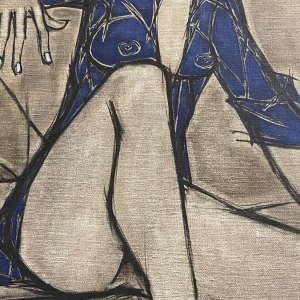 Francis Verlinden, tableau " femme bleue ", huile sur toile date´e de 1977