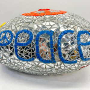 Cla Râ Rose, ‘Peace’ pebble sculpture made of earthenware tiles and mirror, 21st century
