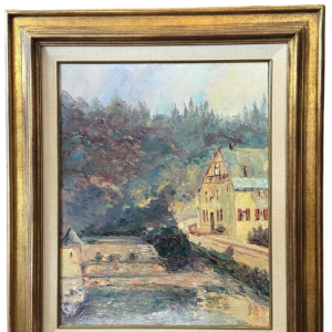 René ZIMMER “Gaume landschape)“ painting oil on canvas